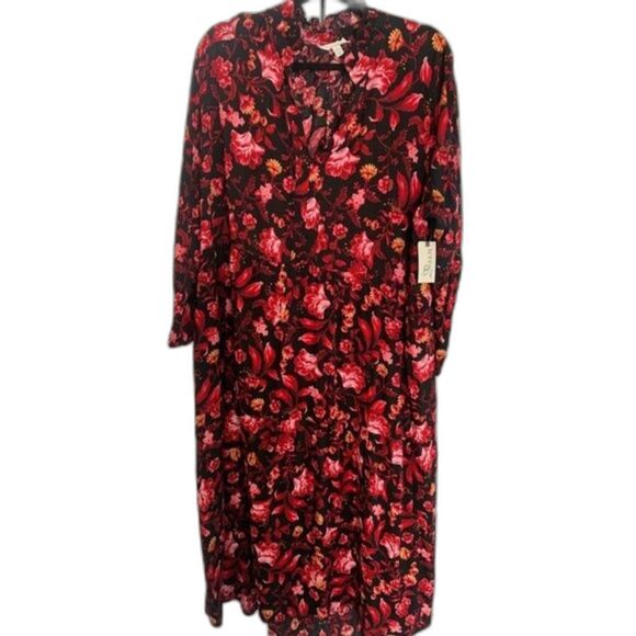 Terra Sky Women's Plus 2X Dark Floral Maxi Dress NEW - Picture 1 of 4